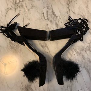 Black Feather/Marabou Heels